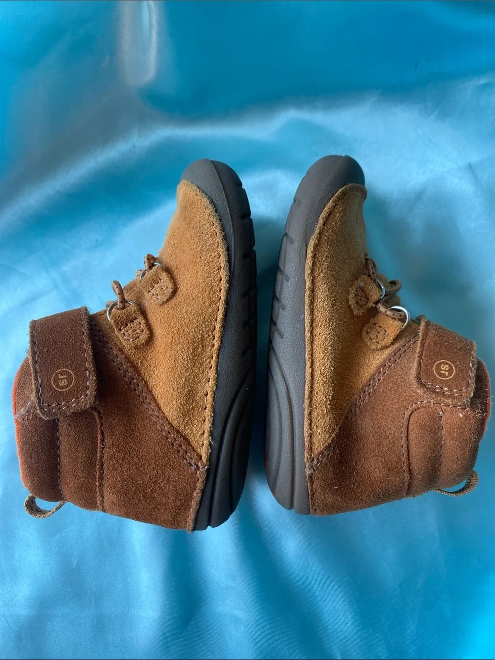 Stride Rite Boys Blake Brown Suede Ankle Boots with Orange Lining